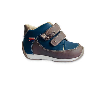 Zapatos de bebé y niño Pocholin león azul-marrón