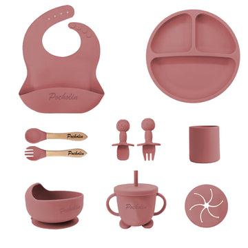 Set para Comer de Silicona para Bebés Rosa