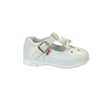 Zapatos Mini coquette metalizado blanco