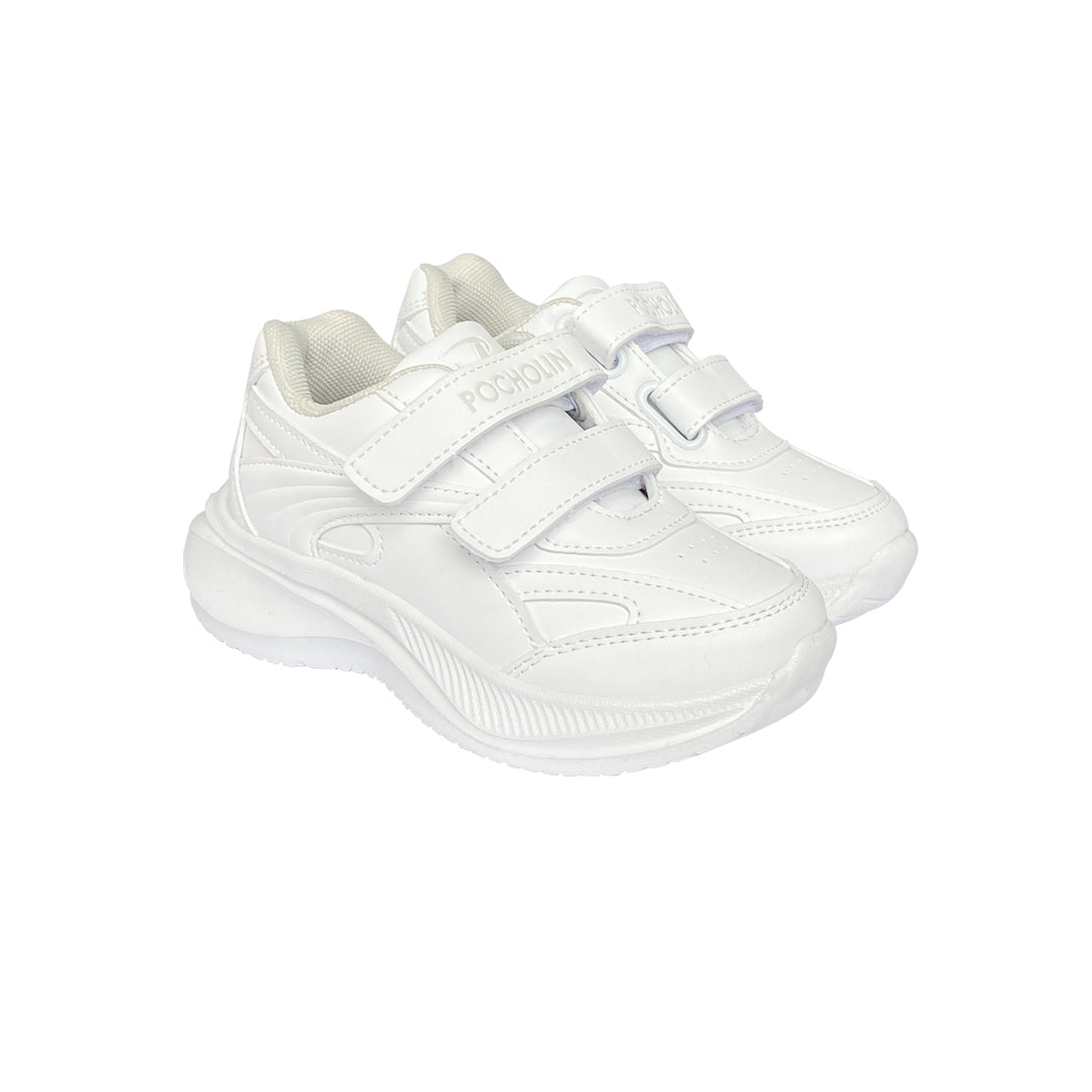 Zapatos Deportivos Colegial de cierre mágico unisex Pocholin  BLANCO (INCLUYE CARTUCHERA)
