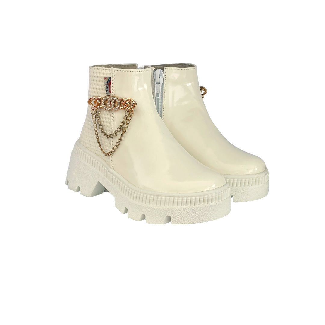 Bota Mini Glam Pocholin-blanco PATENTE