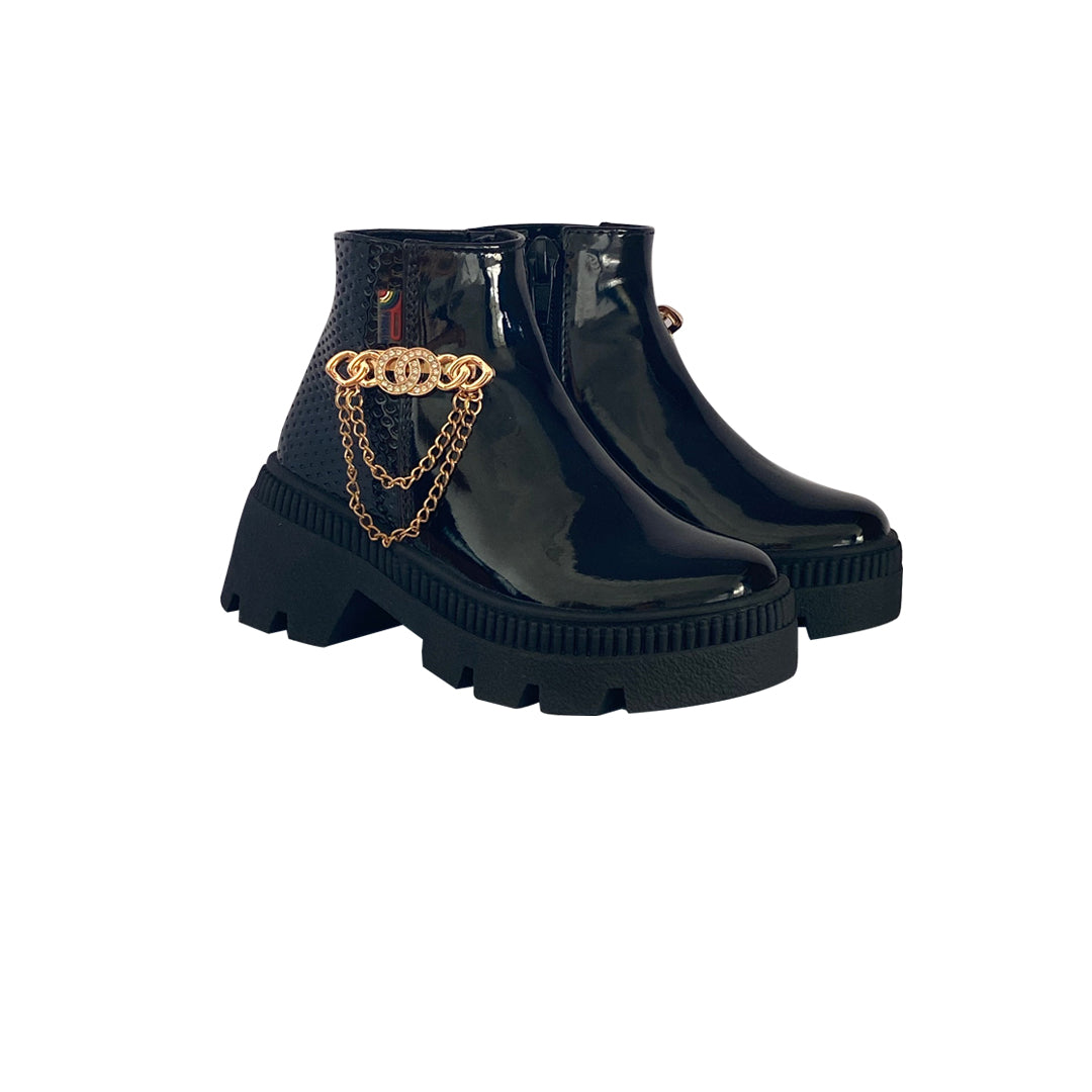 Bota Mini Glam Pocholin-negro PATENTE