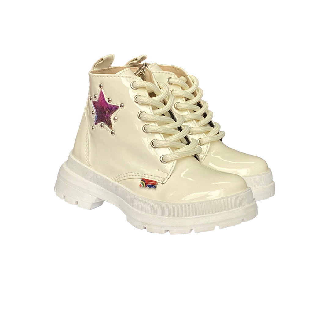 Bota Mini Glam Pocholin-blanco PATENTE