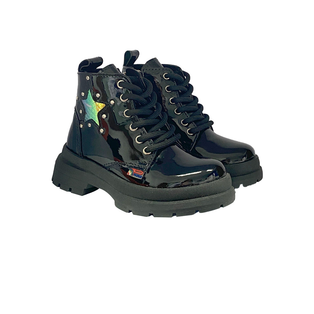 Bota Mini Glam Pocholin-negro PATENTE