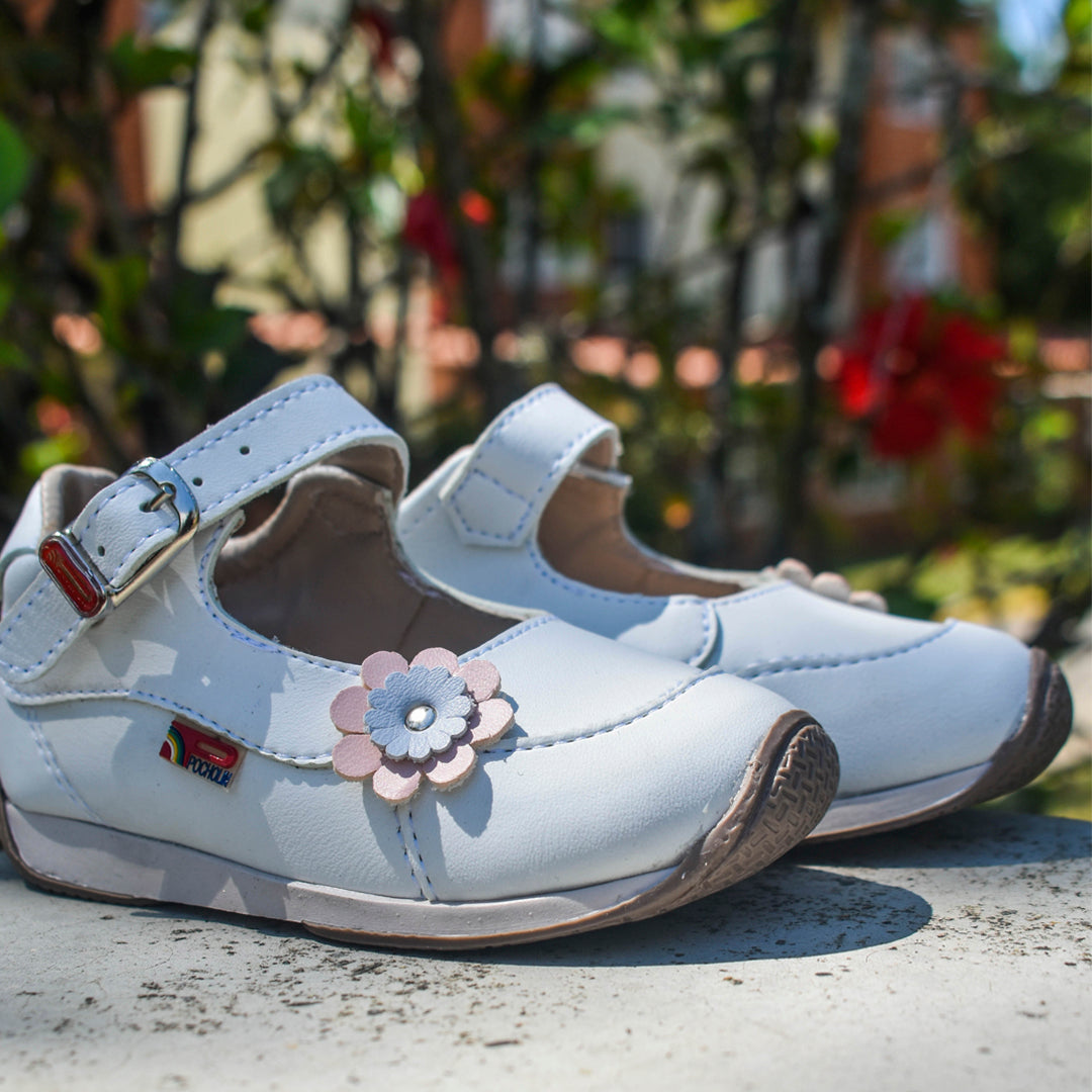 Zapatos de bebé y niña Pocholin león Blanco