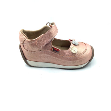 Zapatos con flor de bebé y niña Pocholin león Oro Rosa